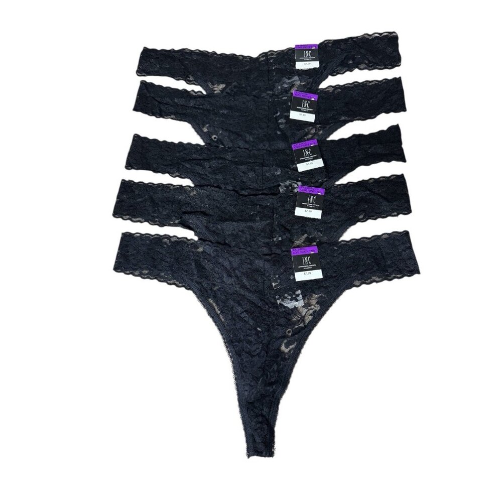 Lot Of 5 INC Black Lace Thong 2XL Panty Underwear Panties New XXL